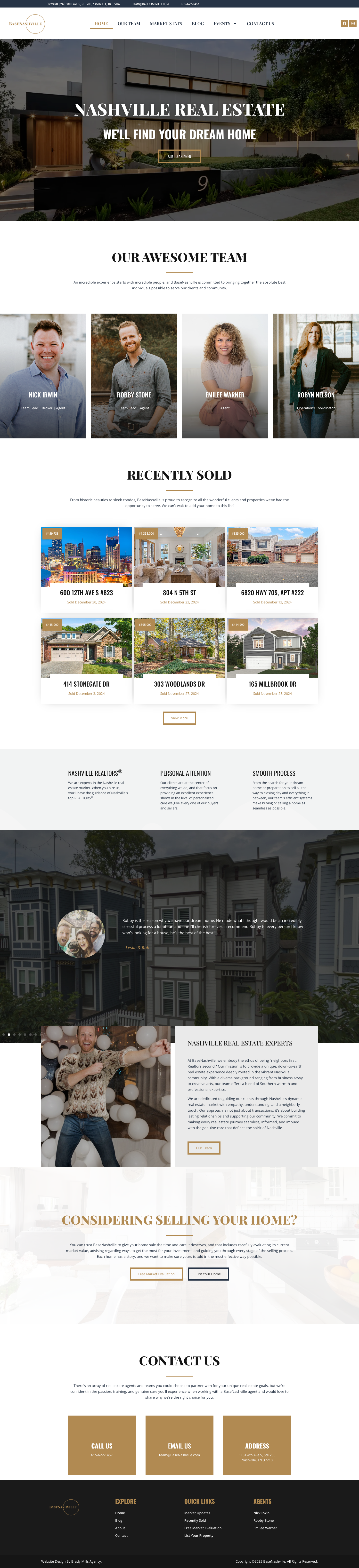 Real Estate Web Design for Base Nashville Real Estate Group